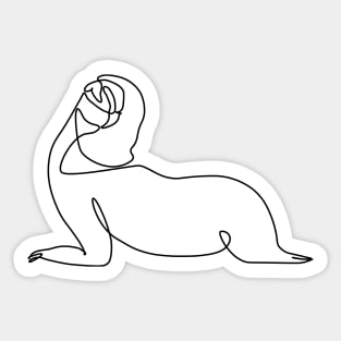 One Line Sloth Upward Facing Dog Sticker